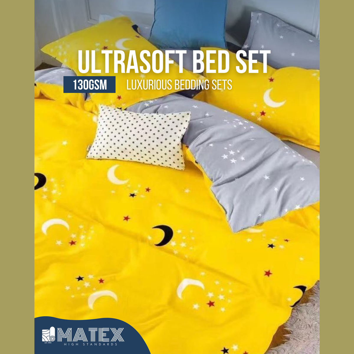 Single size YellowMoon Bed set 130GSM (3pcs)