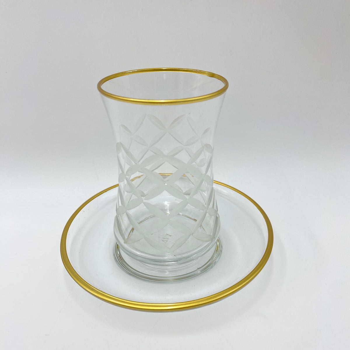 12 PCs Glass Tea Cups With Saucers Set
