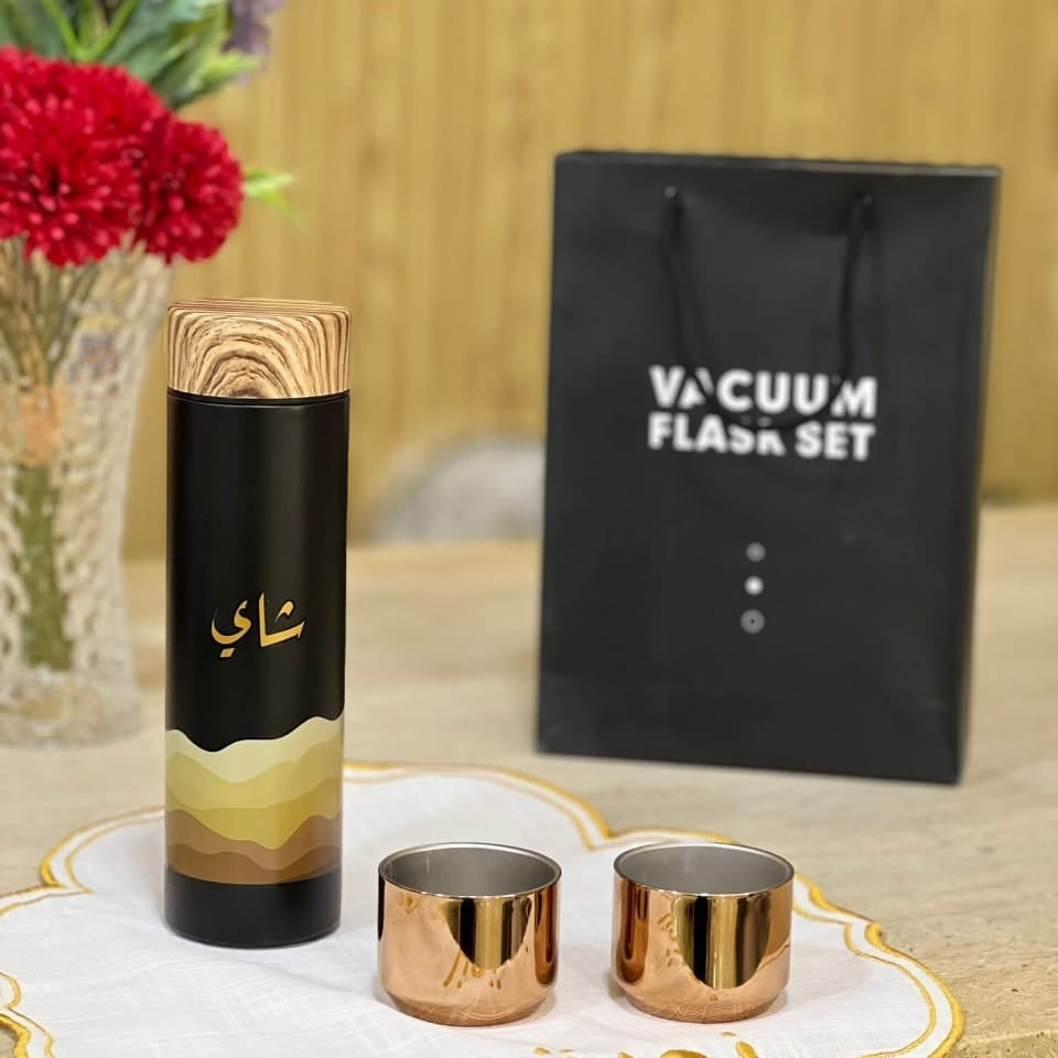 3 PCs Stainless Steel Vacuum Flask With Cups Set