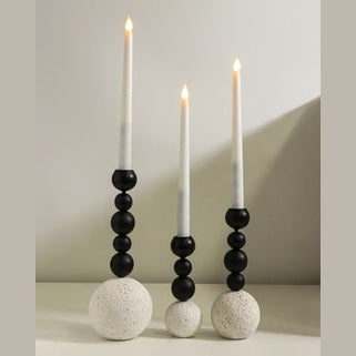 3 PCs Sculpture Metal Candle Holder Set With Concrete Base