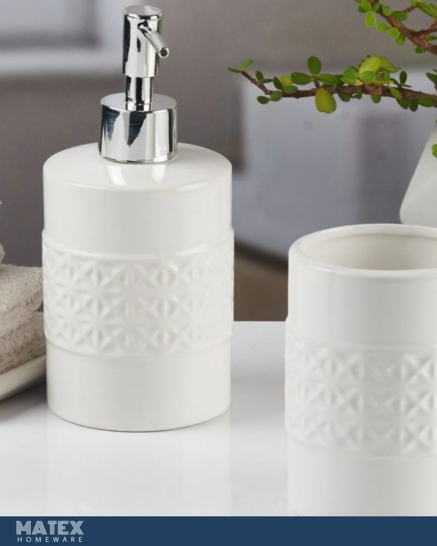Ceramic Toothbrush Holder with Soap Dispenser