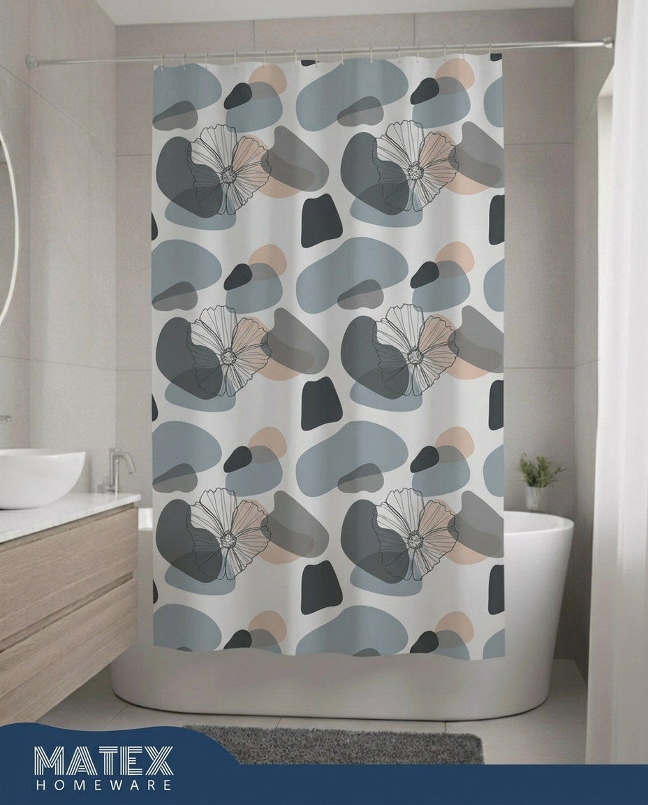 Pattern TerrazzoFlower Waterproof Shower Curtain 180x180cm