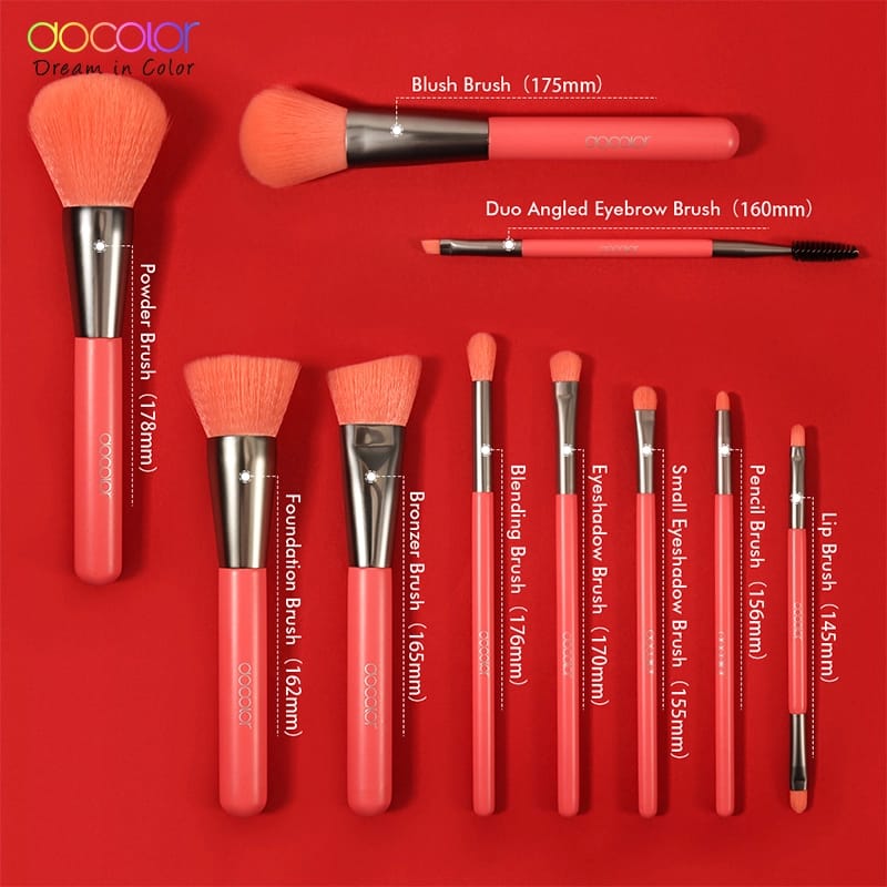 Docolor 10 Pieces Neon makeup brush set