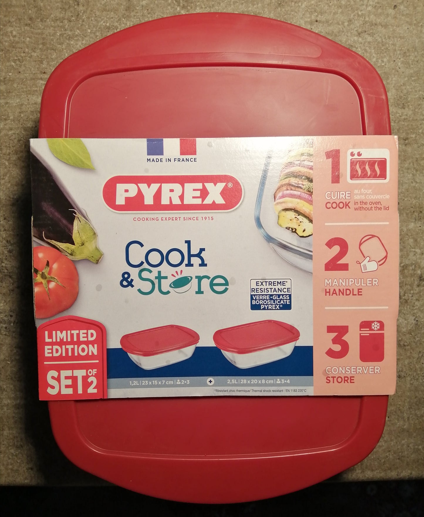 Pyrex Roaster Dish 913S339 – Set of 2 + LIDS RED