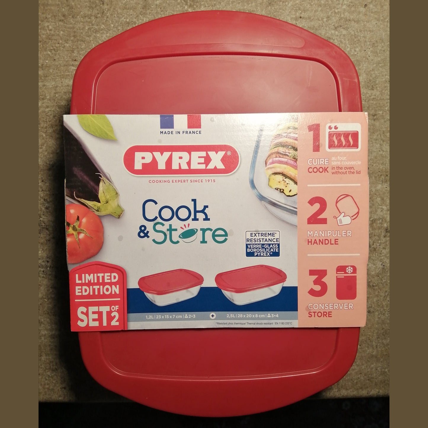 Pyrex Roaster Dish 913S339 – Set of 2 + LIDS RED