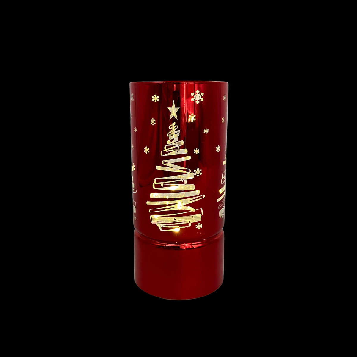 Christmas RED Metal Lantern With Warm Light