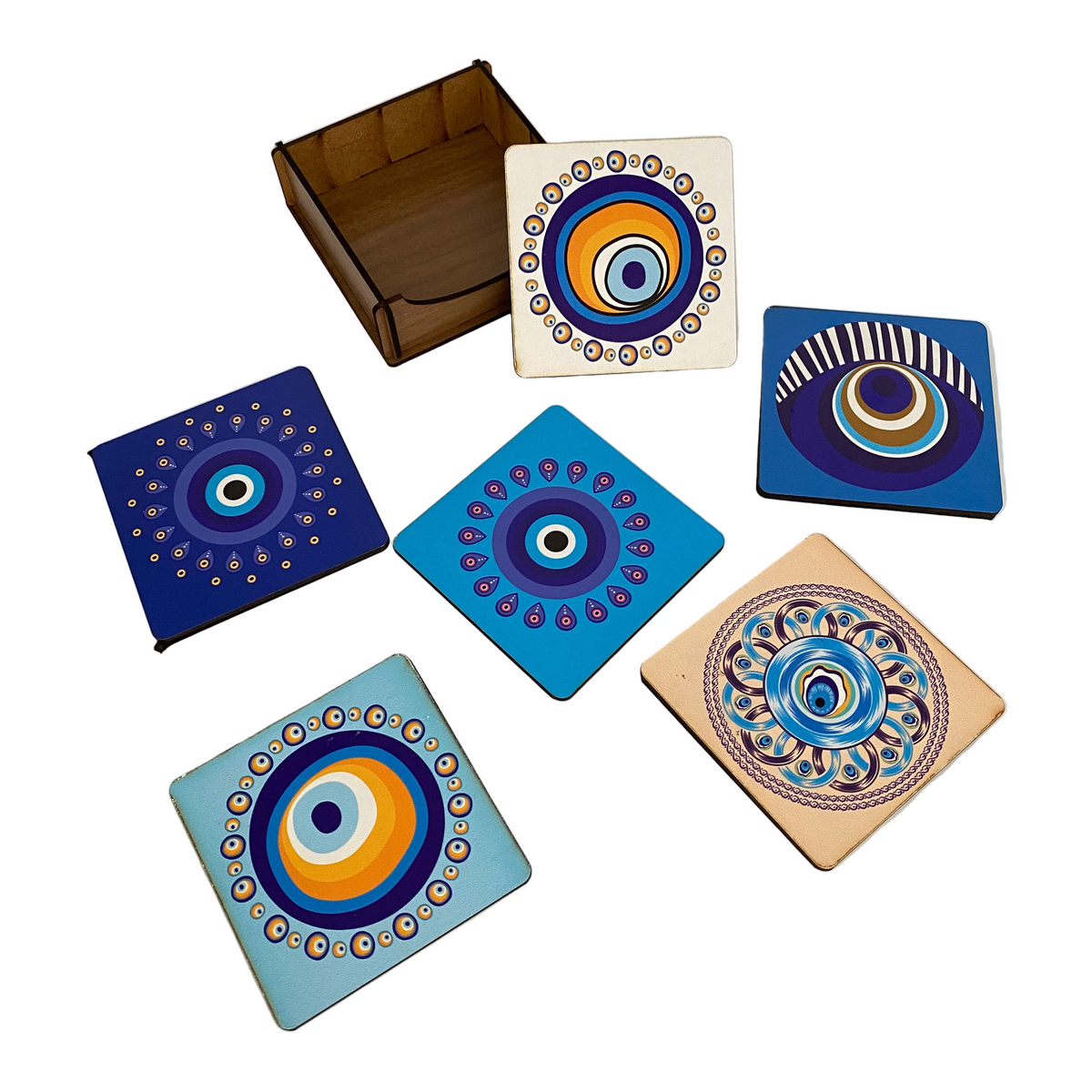 Squared Wooden Coaster - Set of 6 Pcs