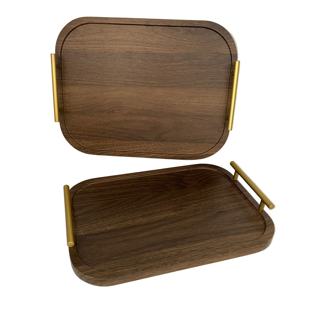 2 PCs Rectangular Wooden Tray Set