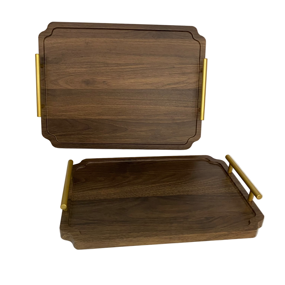2 PCs Wooden Tray Set