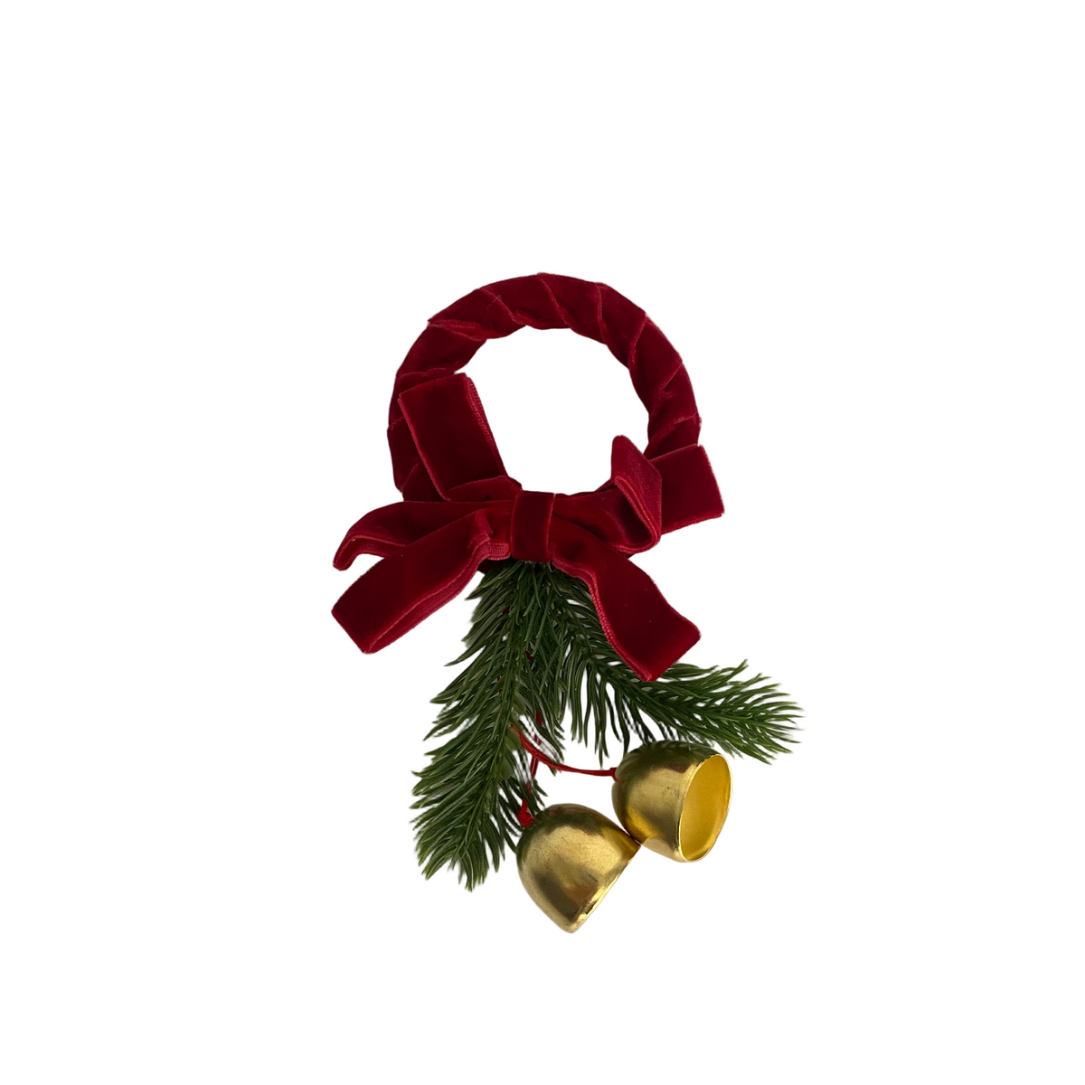 Christmas Decoration - Red Velvet Wreath With Bells