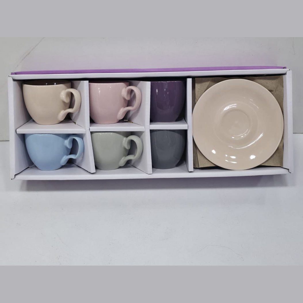 Phoenix,12 Pcs Colored Tea Cups With Saucers Set