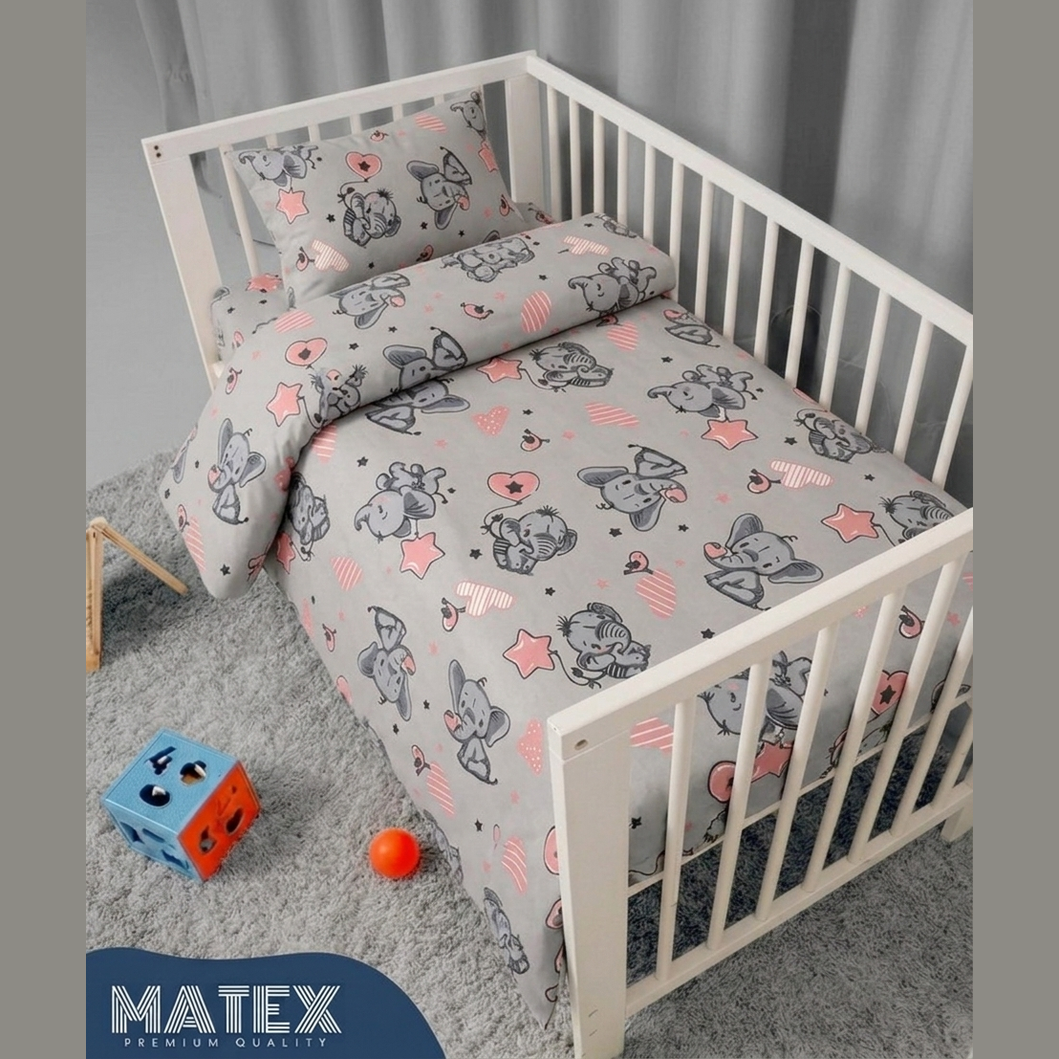 Blush Pinky Safari Theme Baby Bed Crib Set 100% Cotton