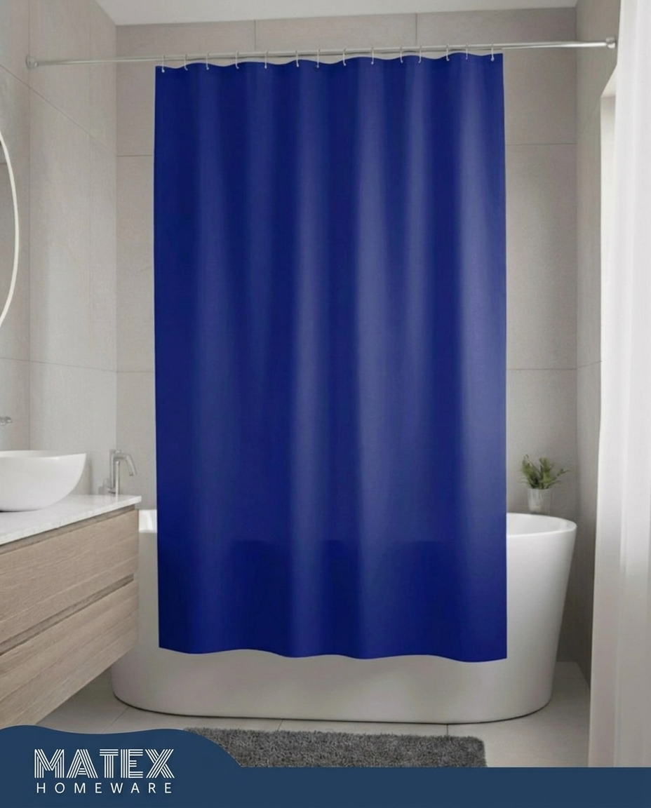 Navy Waterproof Shower Curtain 180x180cm