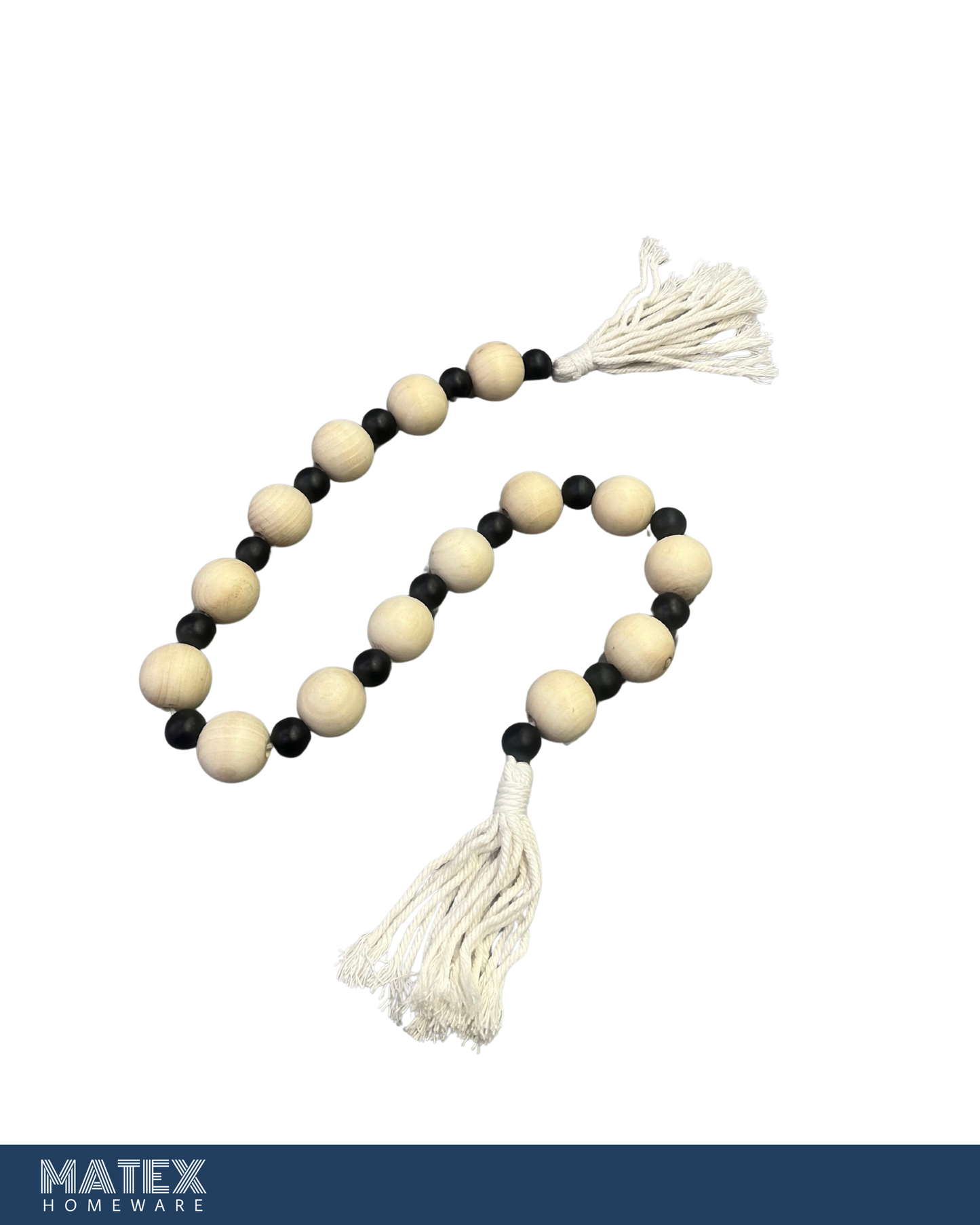 Boho Pattern Wood Oak Bead Decor with Tassels