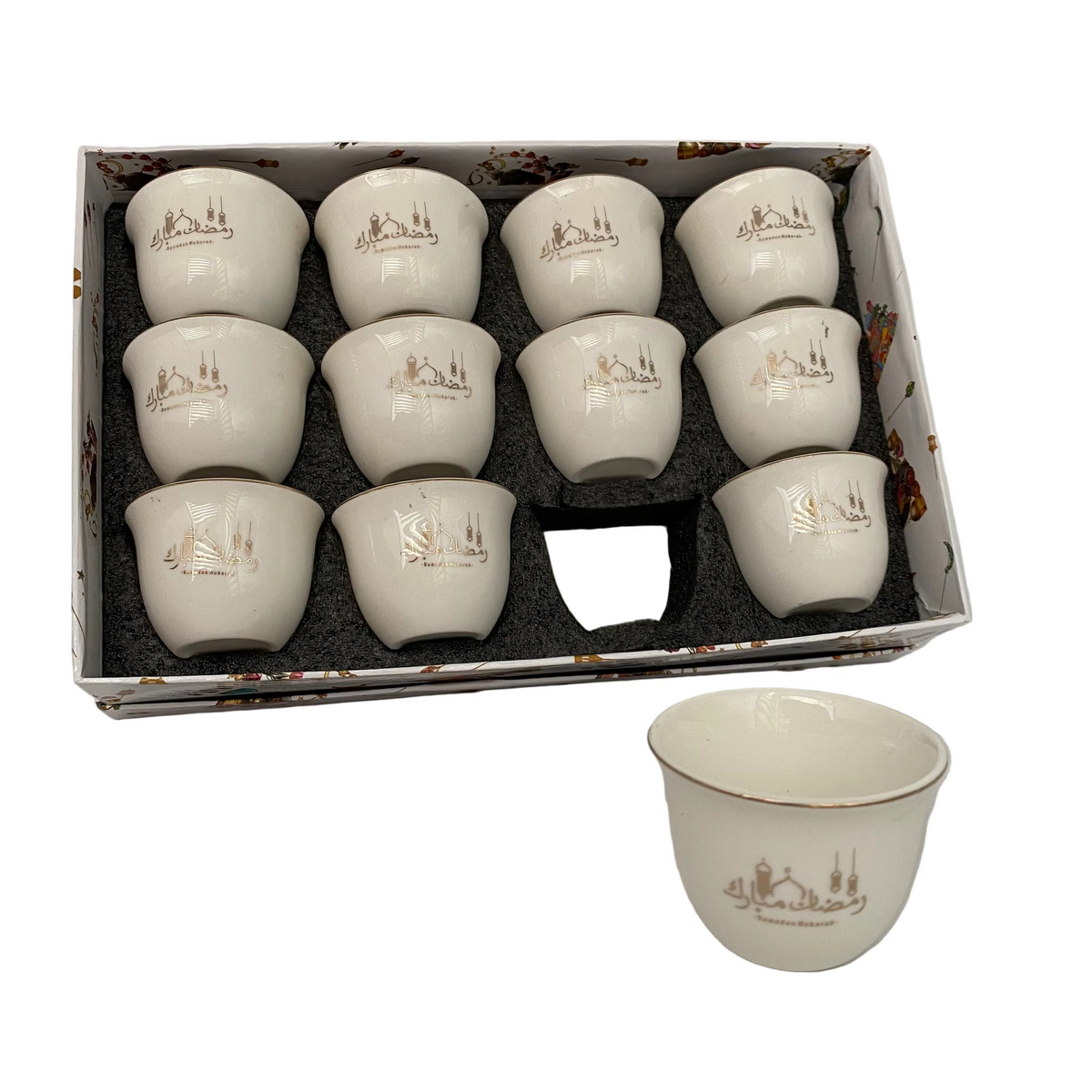 12 Pcs Arabic Coffee Cups “Ramadan Mubarak” Set