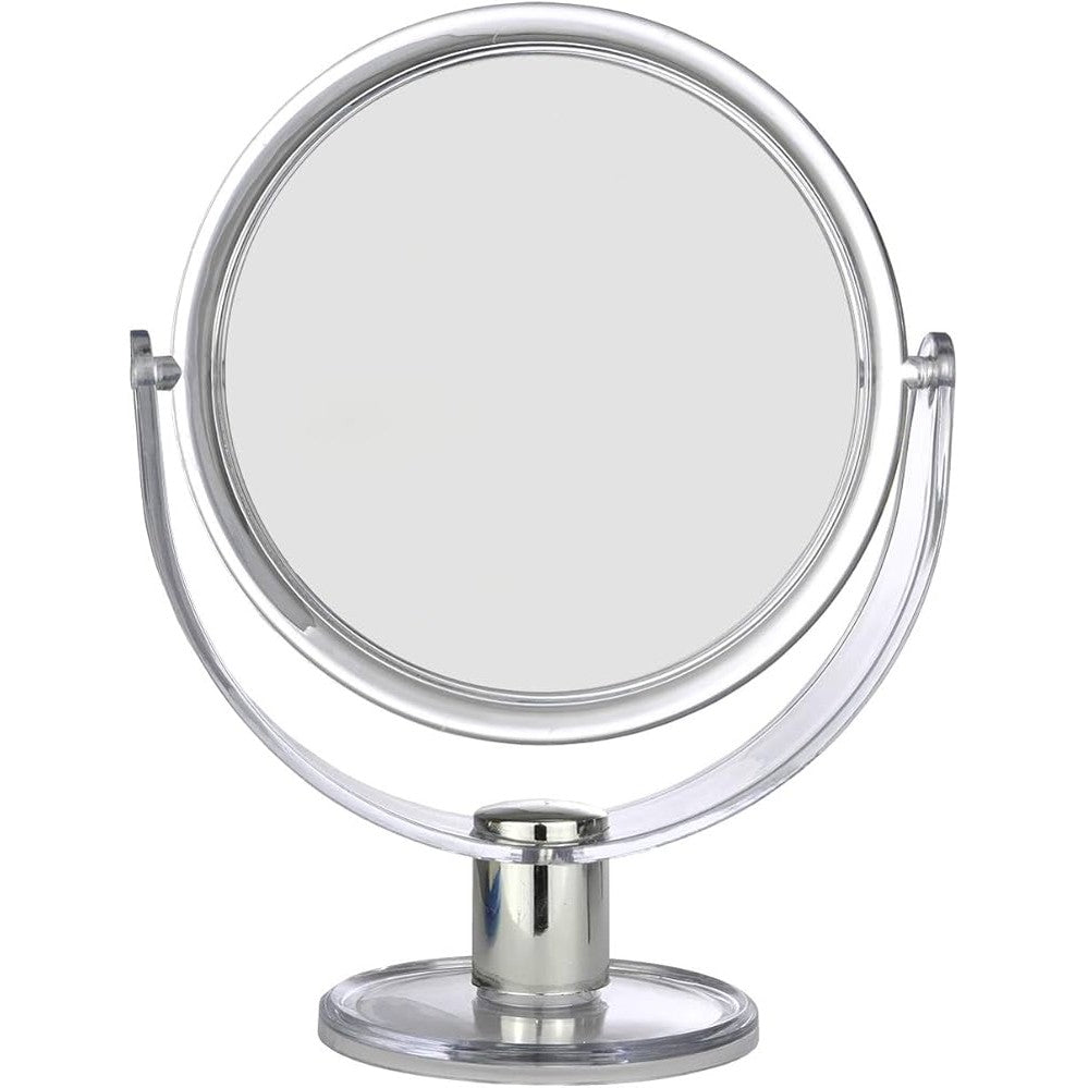 Plexi Round Tabletop Two-Sided Swivel Vanity Makeup Mirror with 2X Magnification
