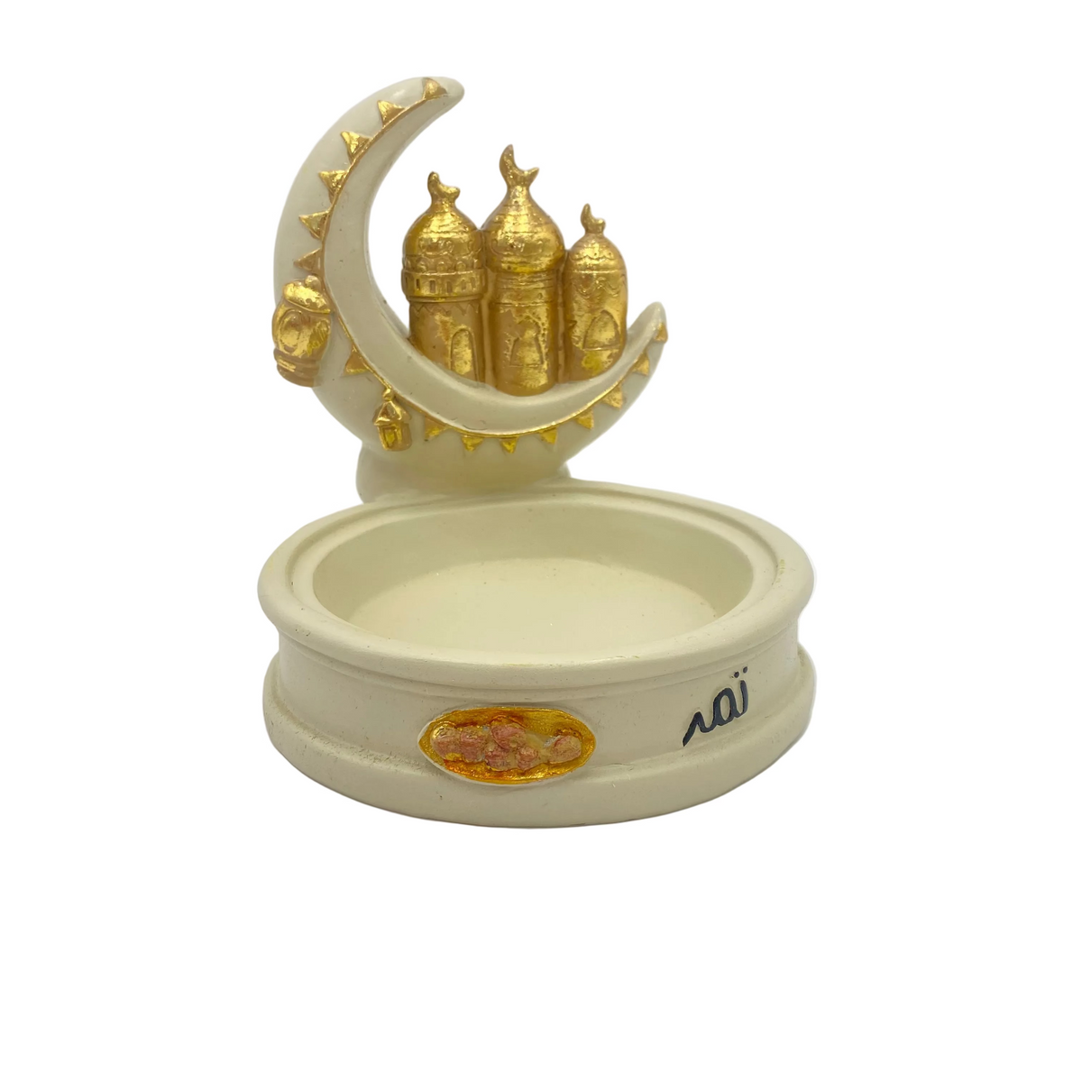 Gold & Beige Decorative Porcelain Dates Plate with Crescent