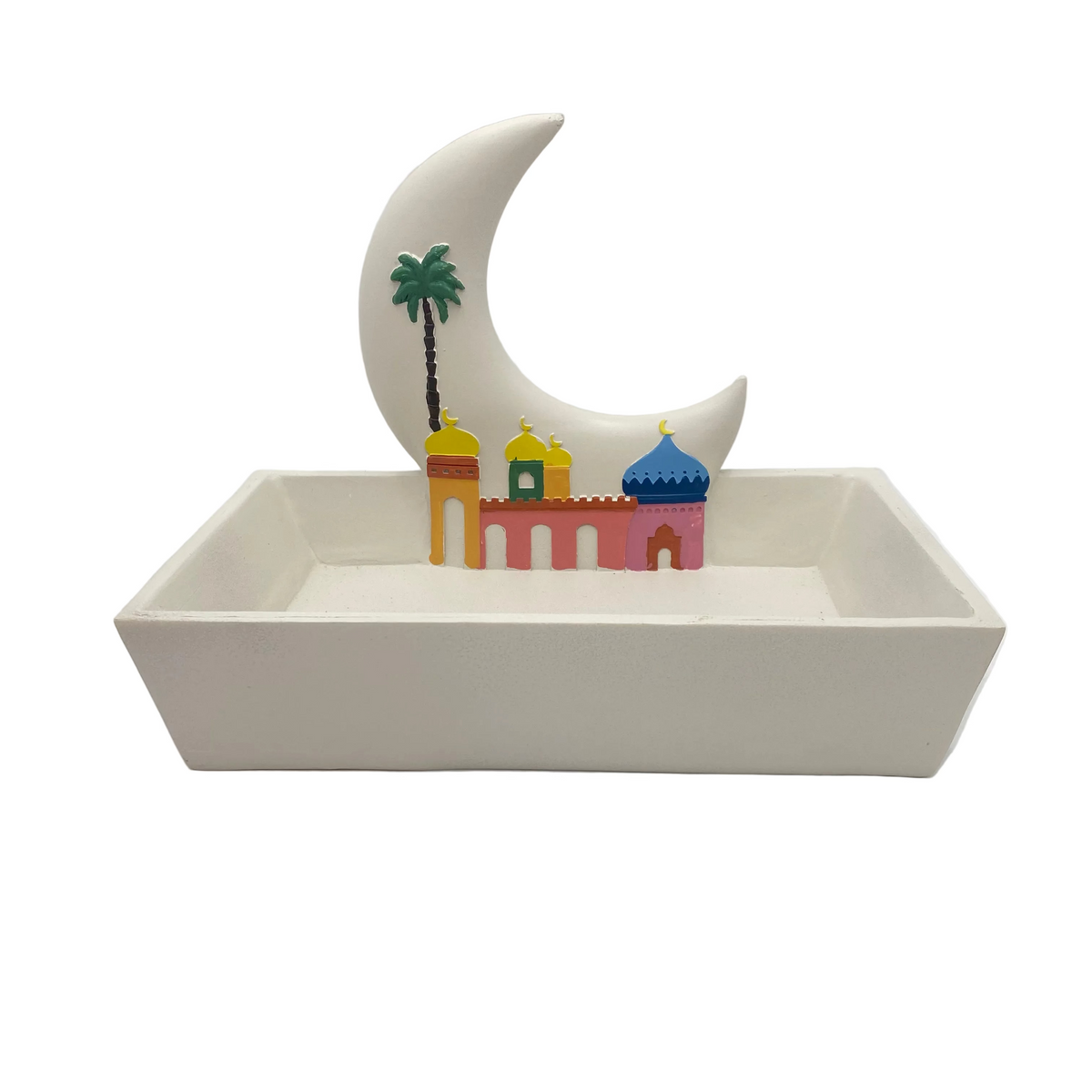 White Porcelain Decorative Serving Plate With Crescent