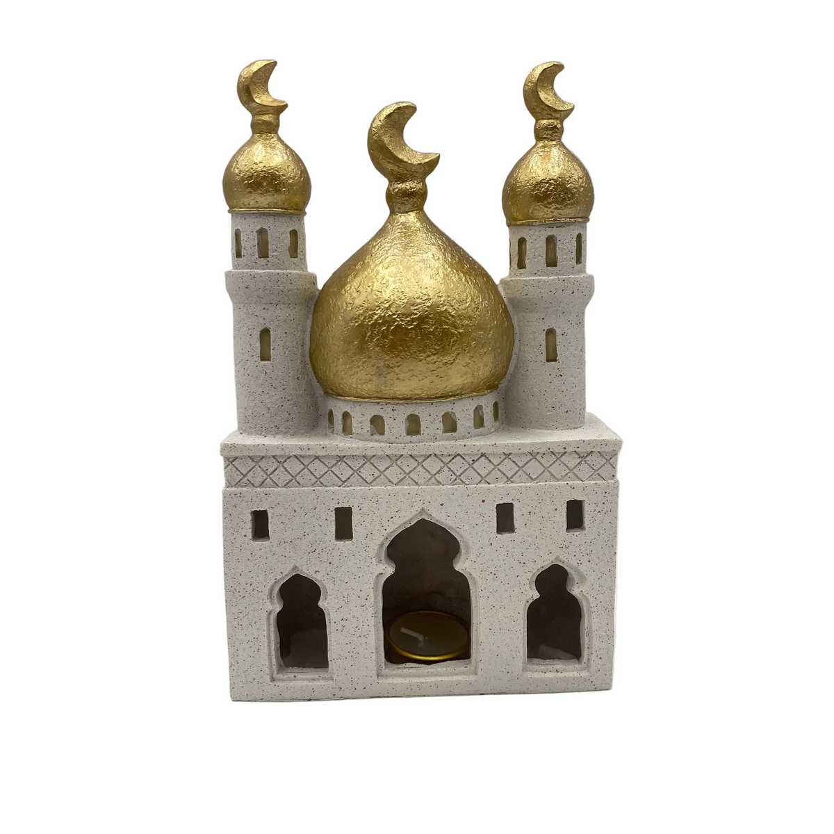 White & Gold Porcelain Mosque Ornament Decor - Candleholder