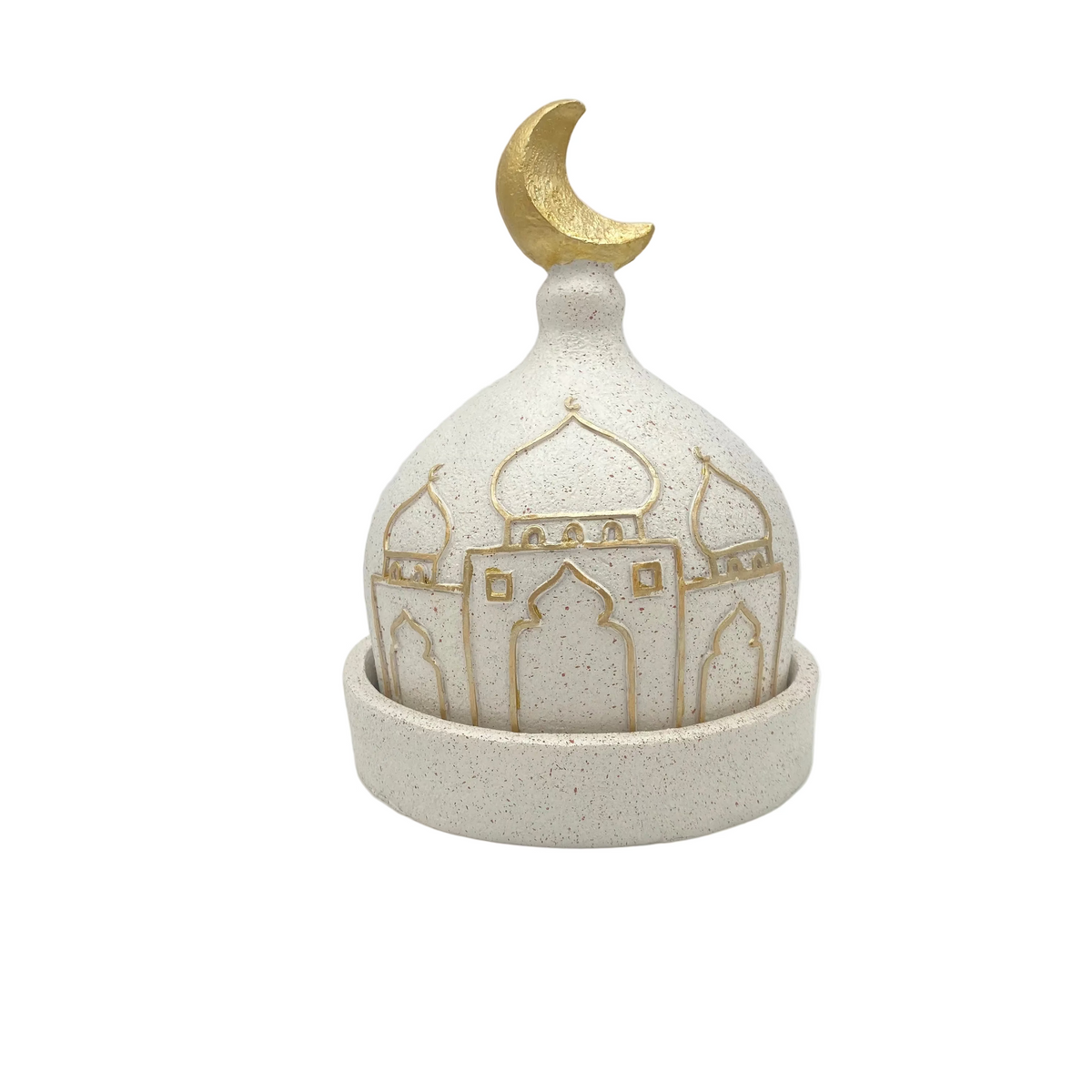 Decorative Porcelain Tamreya With Lid - White & Gold