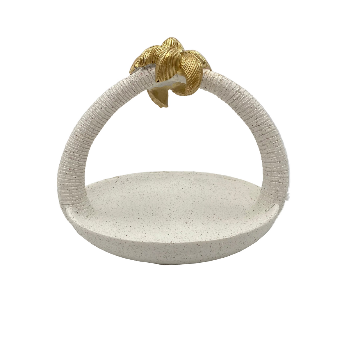 White & Gold Porcelain Serving Plate With Handle