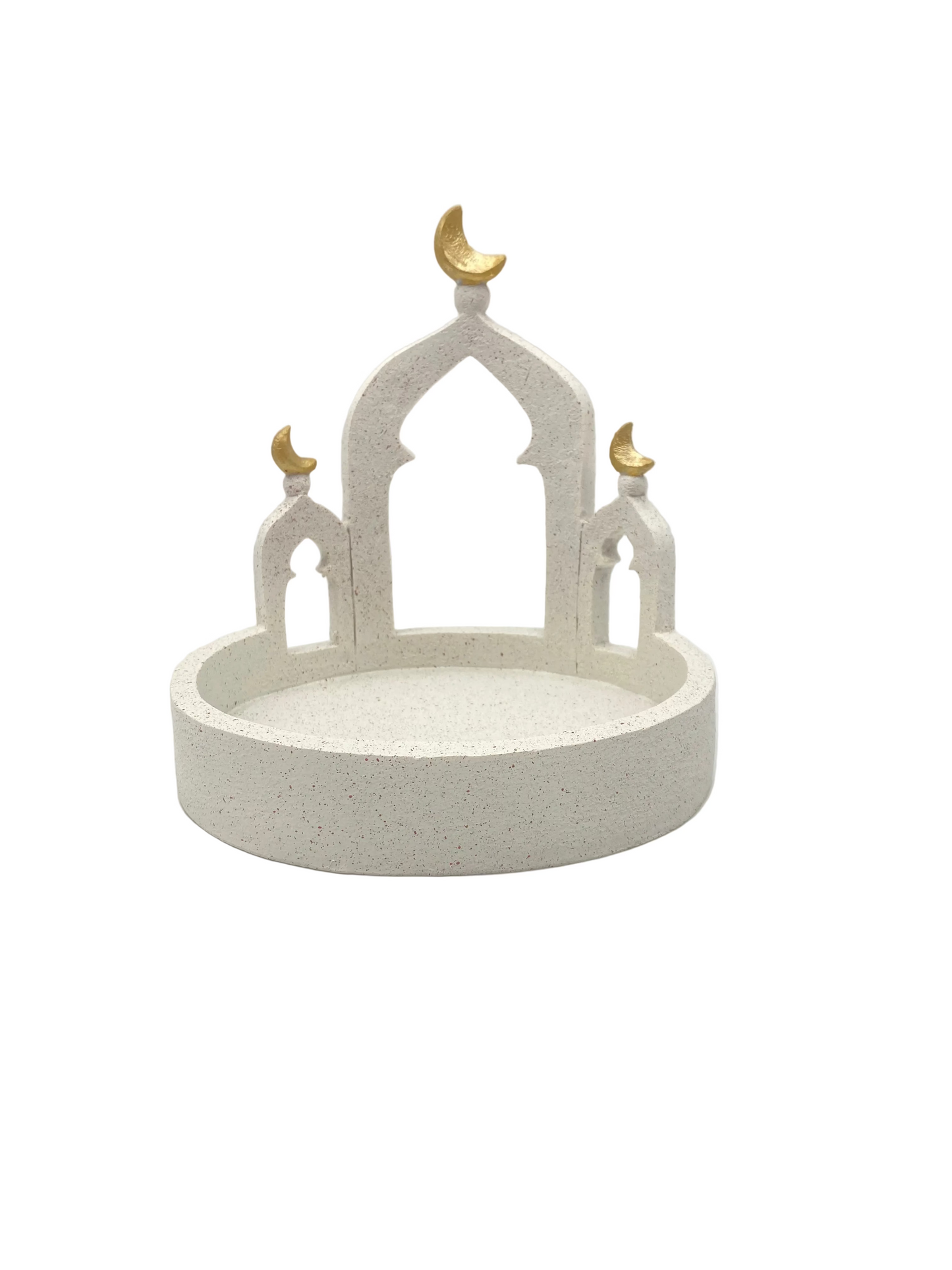 White & Gold Porcelain Mosque Serving Plate