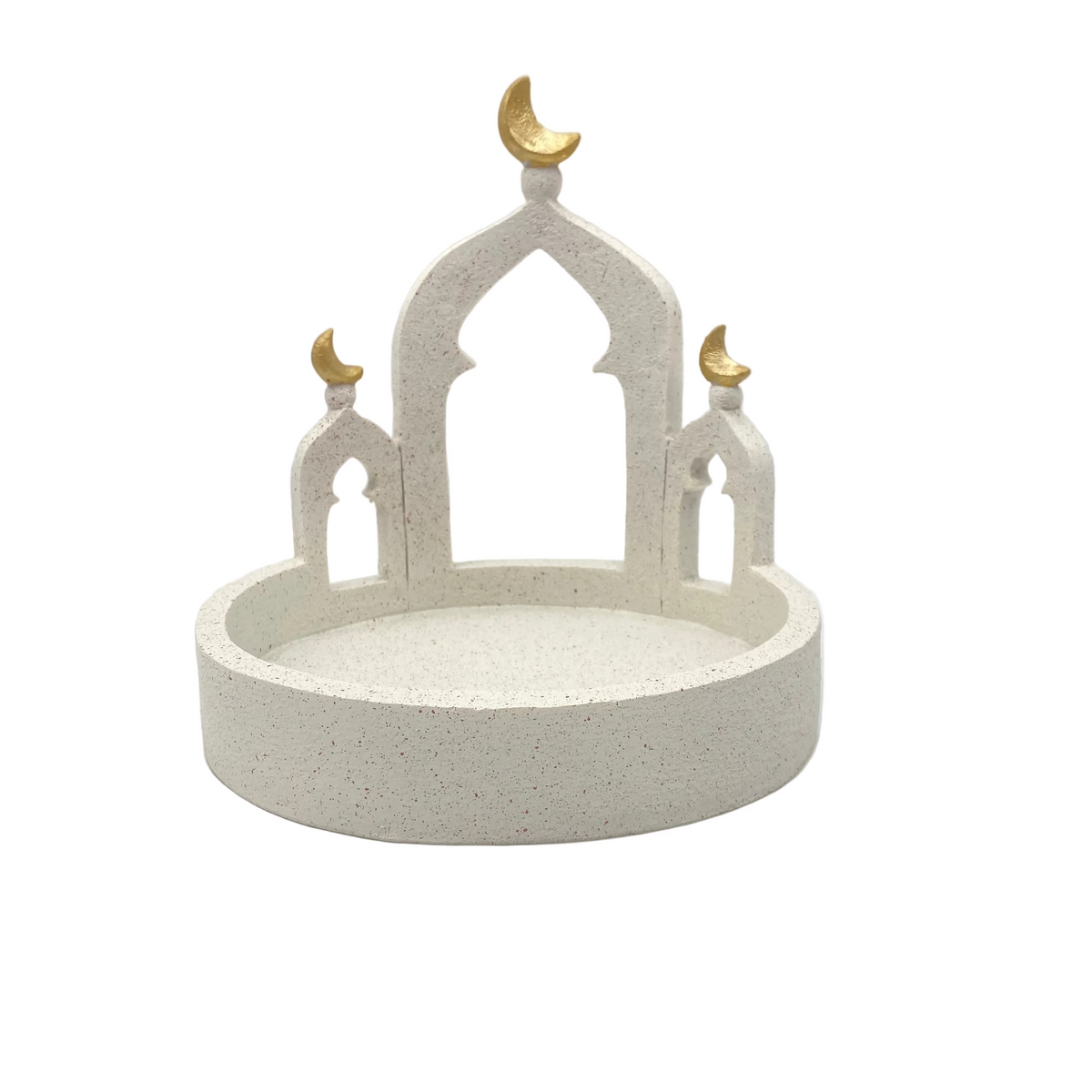 White & Gold Porcelain Mosque Serving Plate