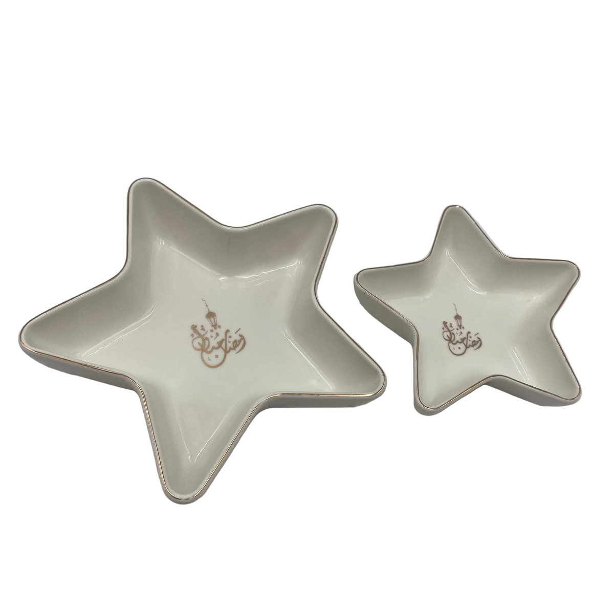2 Pcs Star Shaped Porcelain Serving Bowls “Ramadan Mubarak” Set