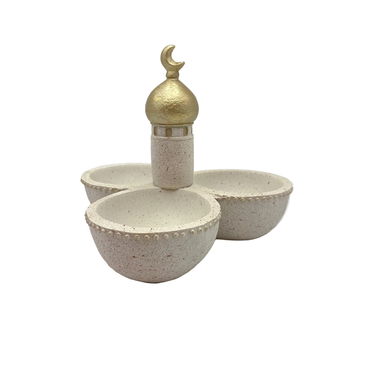 3 Divided Compartments White & Gold Porcelain Serving Plate