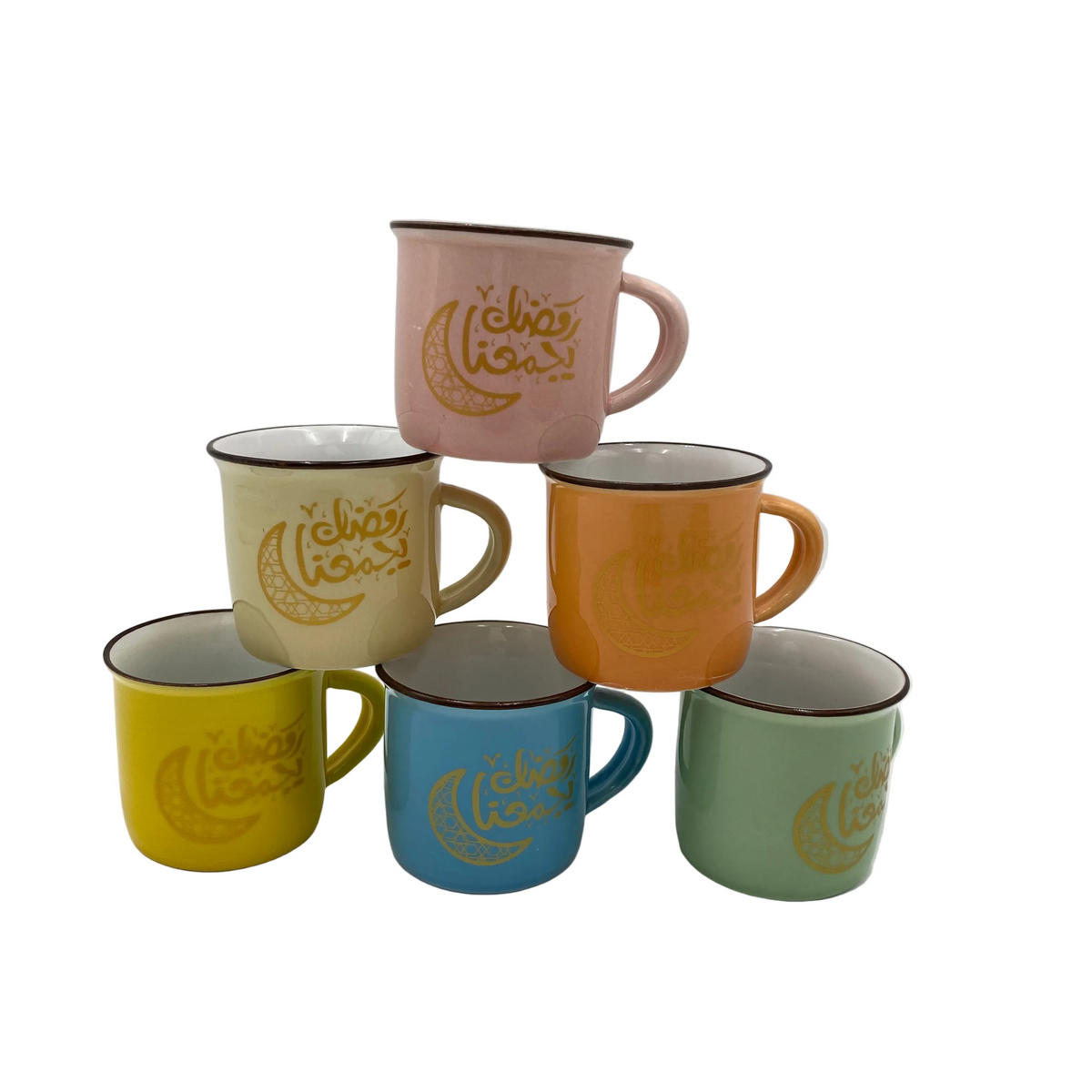 6 Pcs Colored Ceramic Coffee Cups Set