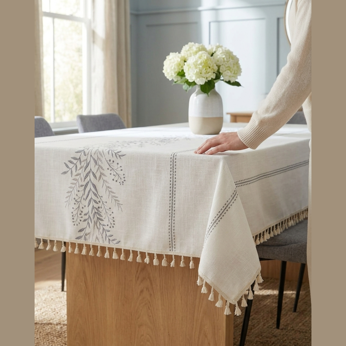 Kernels Blue Premium Linen Table Cover - 140x220 cm