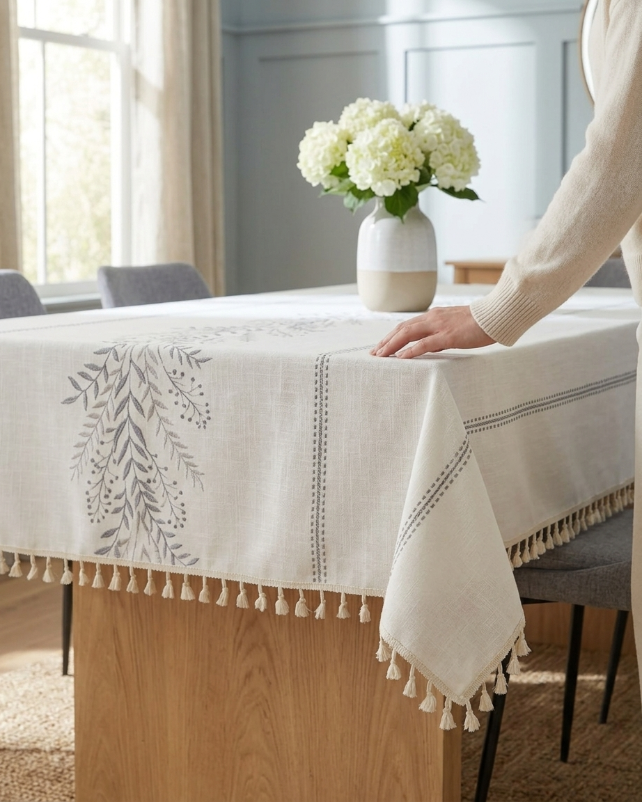 Kernels Blue Premium Linen Table Cover - 140x220 cm