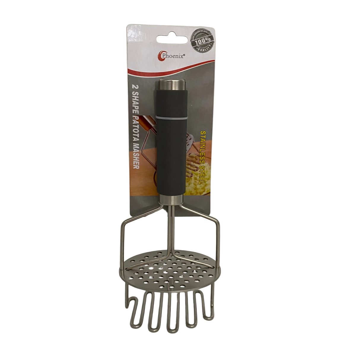 Phoenix, 2 Shape Stainless Steel Potato Masher -Grey Handle
