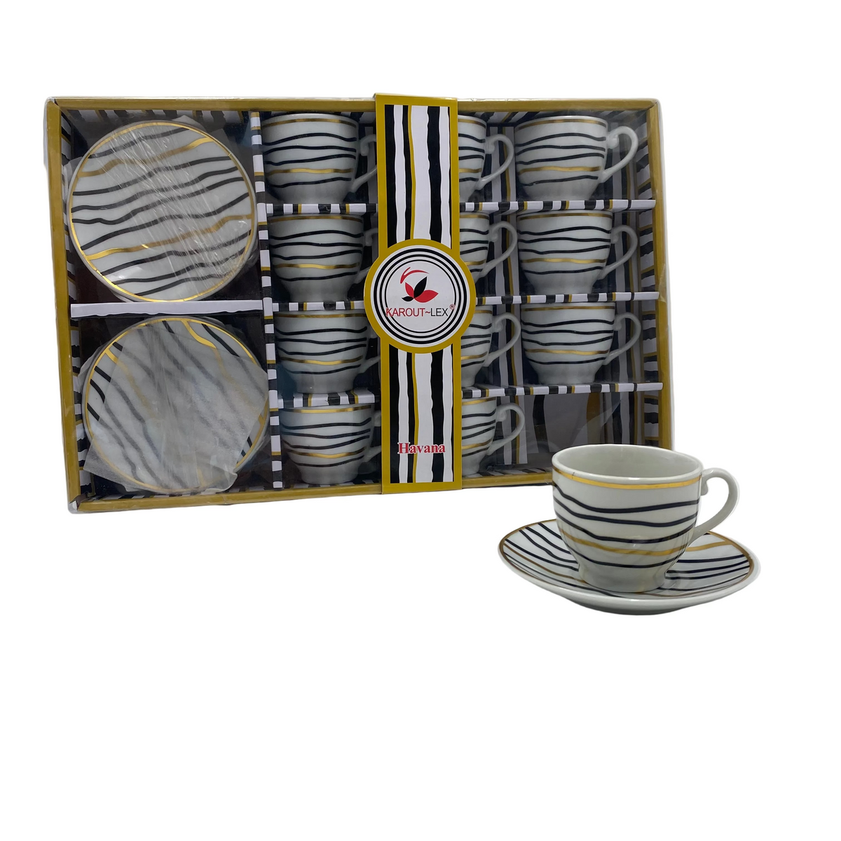 Havana, 24 Pcs Coffee Cups With Saucers Set