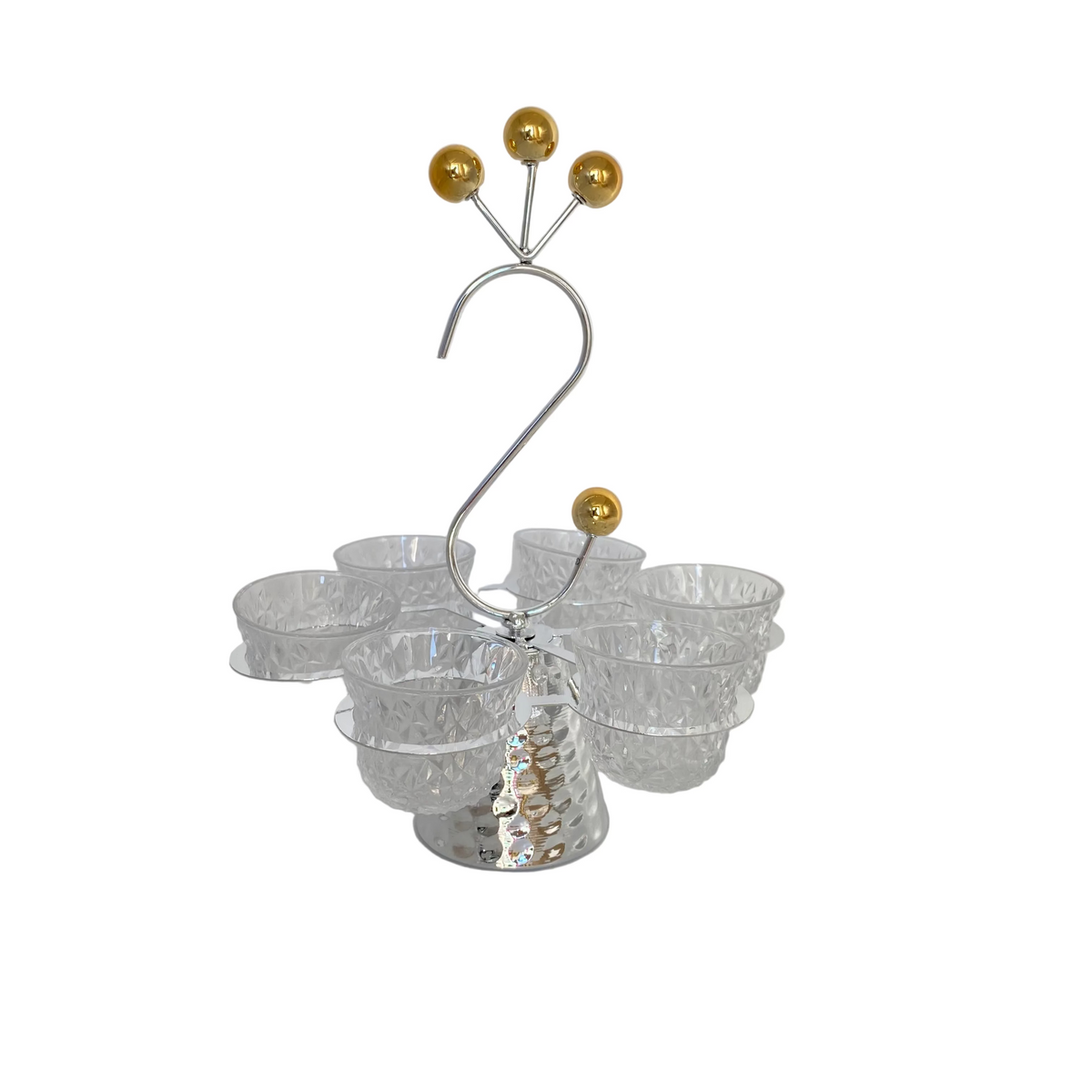 6 Glass Arabic Coffee Cups With Metal Stand Set