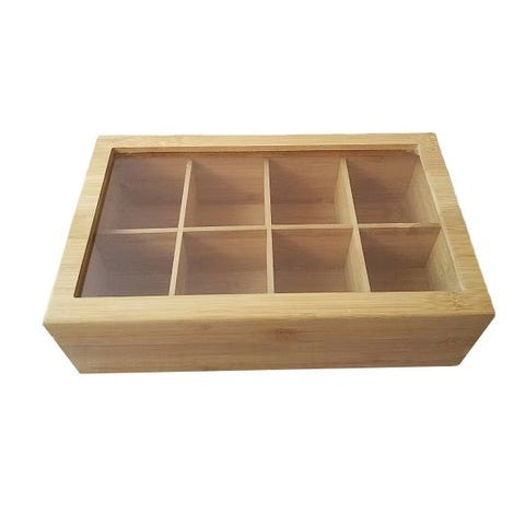 Tea Bag Organizer Bamboo Storage Box With Lid