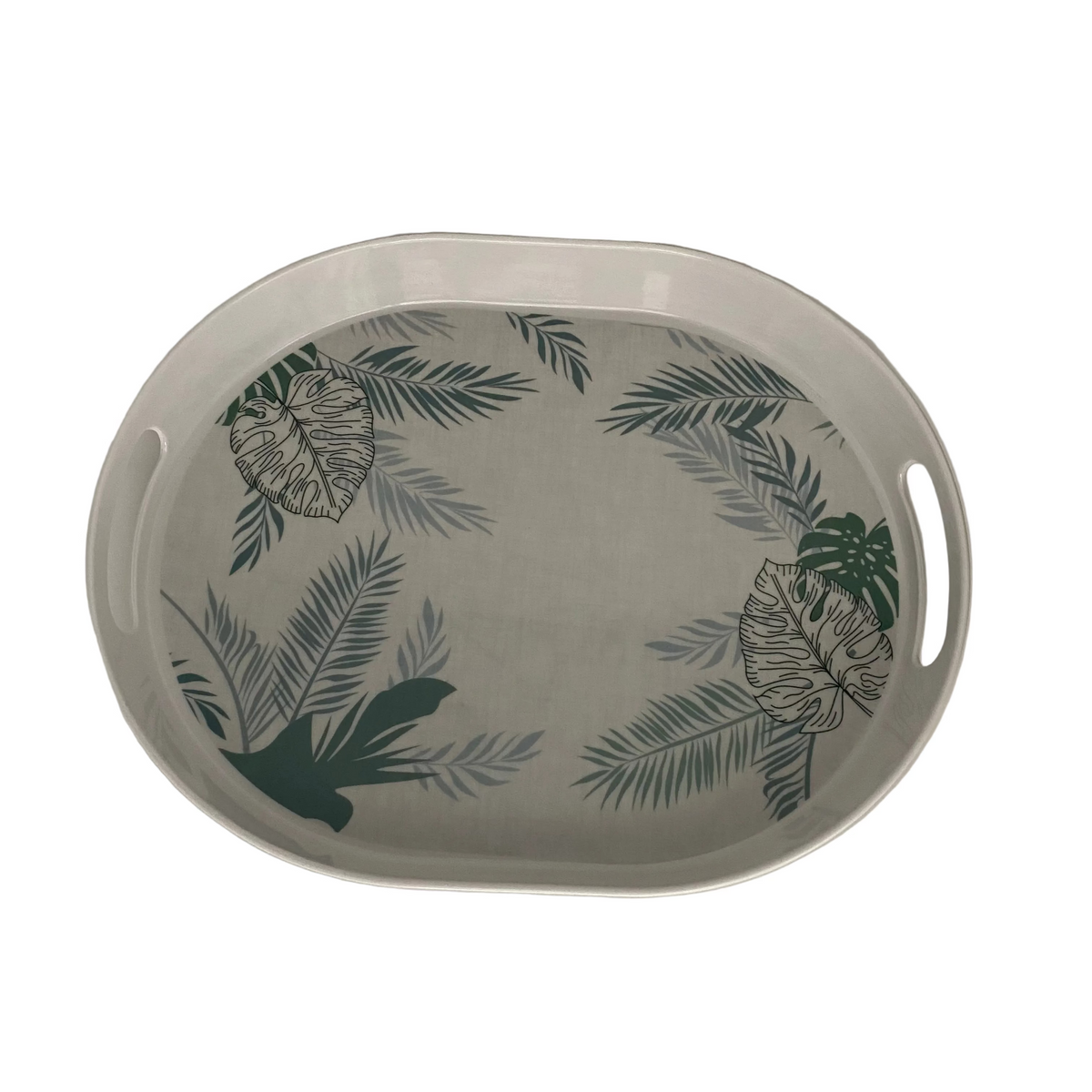 Oval Melamine Tray -Green Leaves