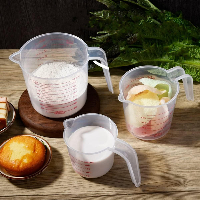 3 Pcs Stackable Plastic Measuring Jugs with Handle