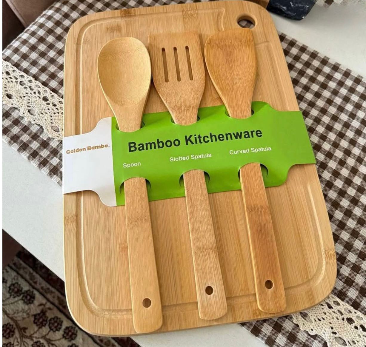 Bamboo Cutting Board With Utensils Set