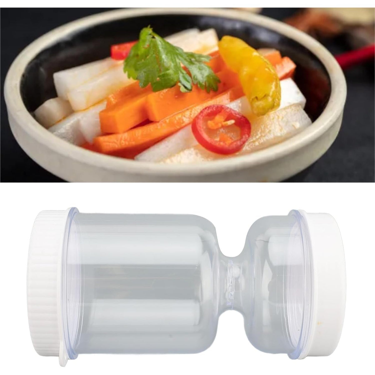 Gebe, Glass Pickle Jar With Strainer Flip and Fork