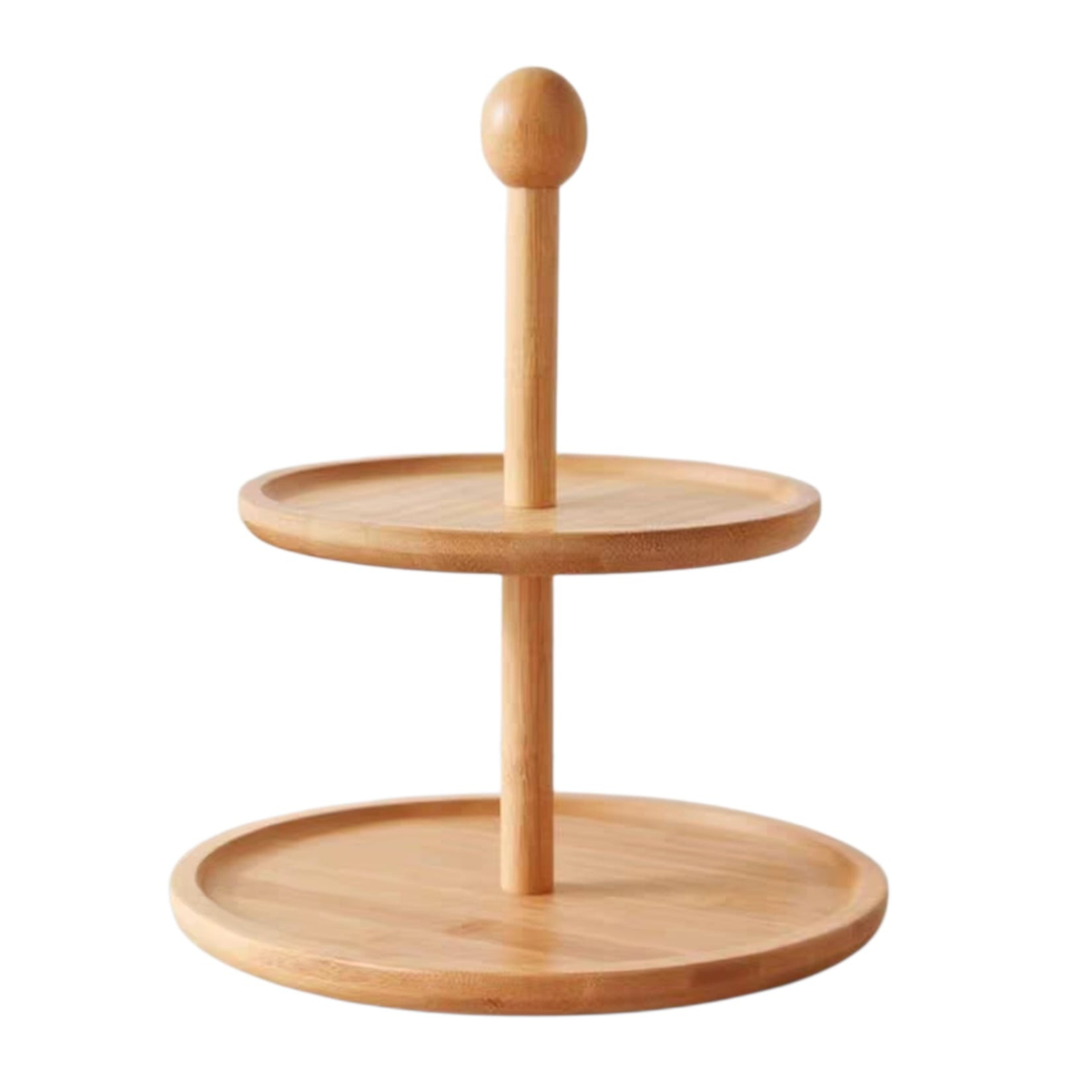 Round Table Display Bamboo 2 shelves