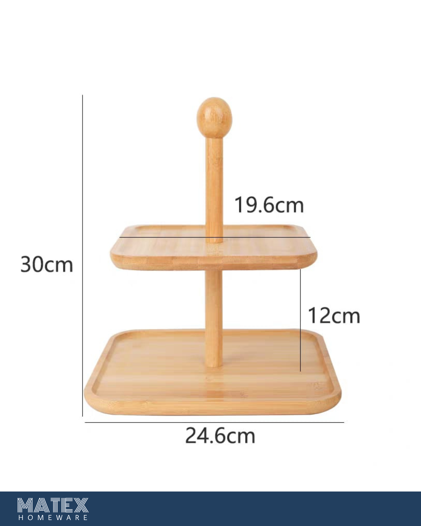 Square Table Display Bamboo 2 shelves