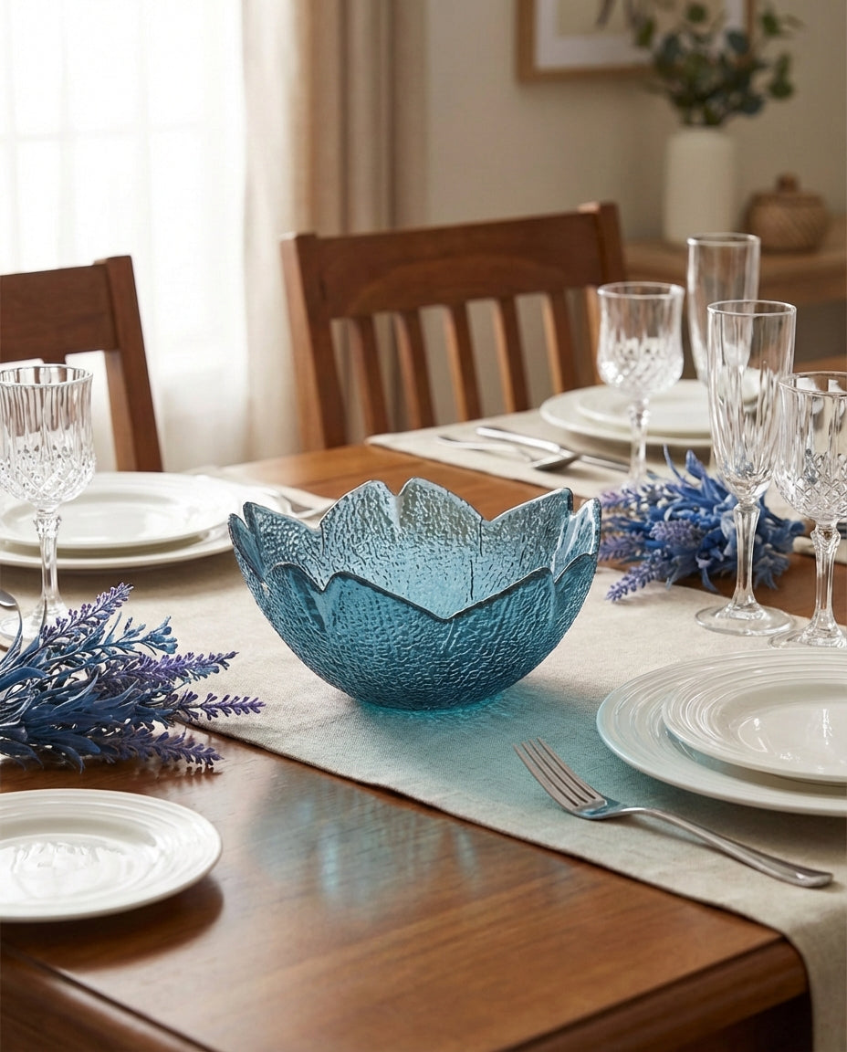 Lilac Aqua Flowel Bowel - Glass