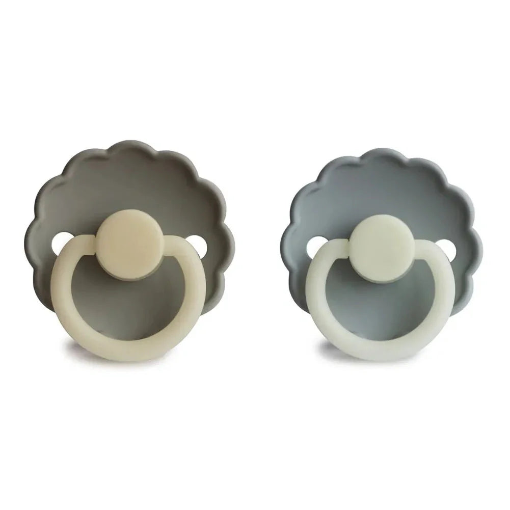 FRIGG Daisy Night Latex Pacifier 2-Pack Cream/French Gray