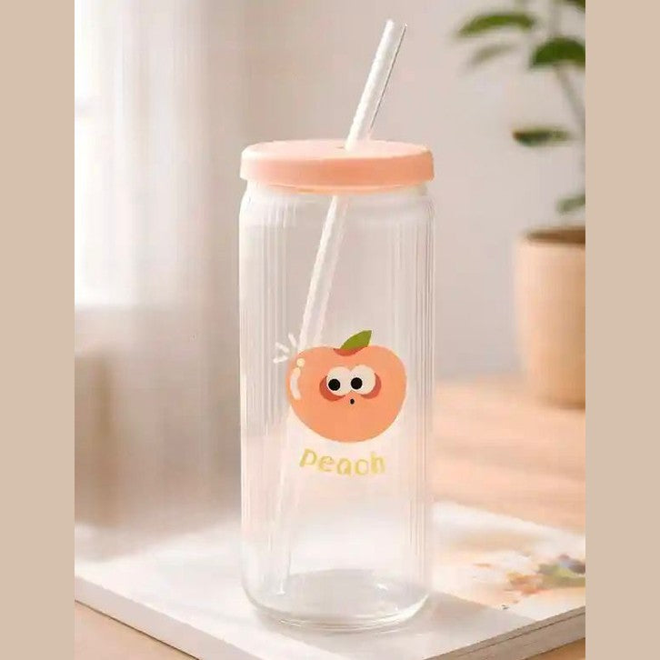 Glass Cup With Straw