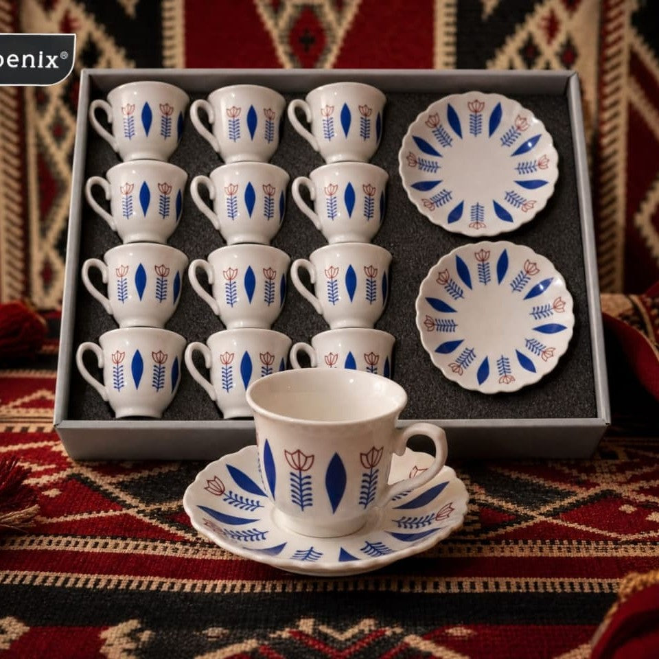 Phoenix, 24 Pcs Coffee Cups With Saucers Set
