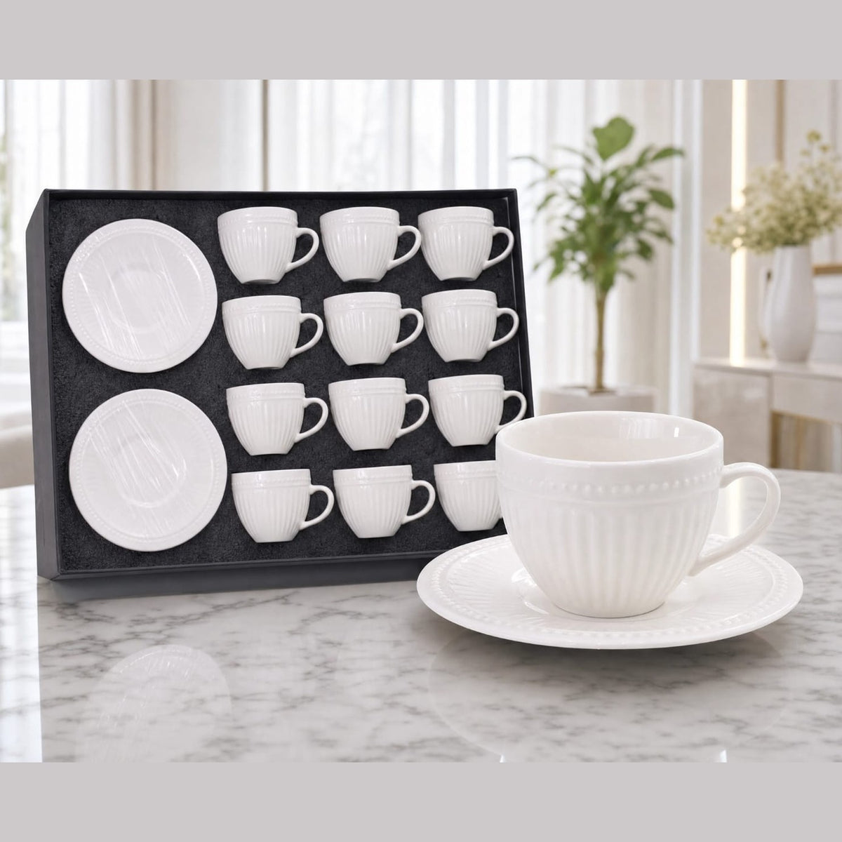 Phoenix,24 Pcs Coffee Cups With Saucers Set
