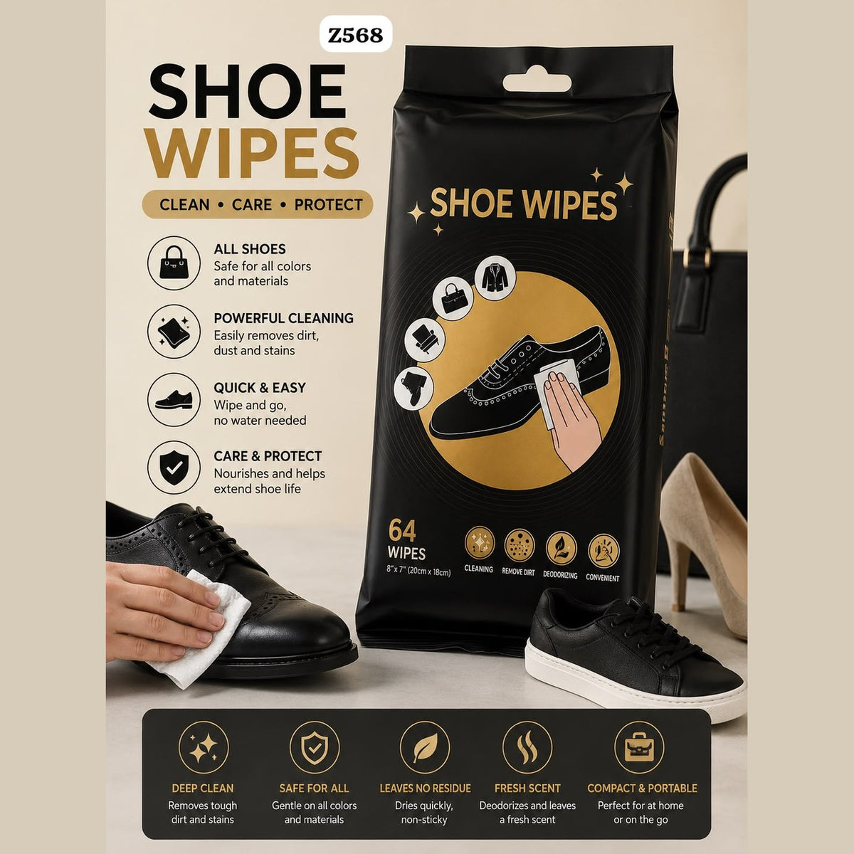 Shoe Wipes Set of 8 Packs