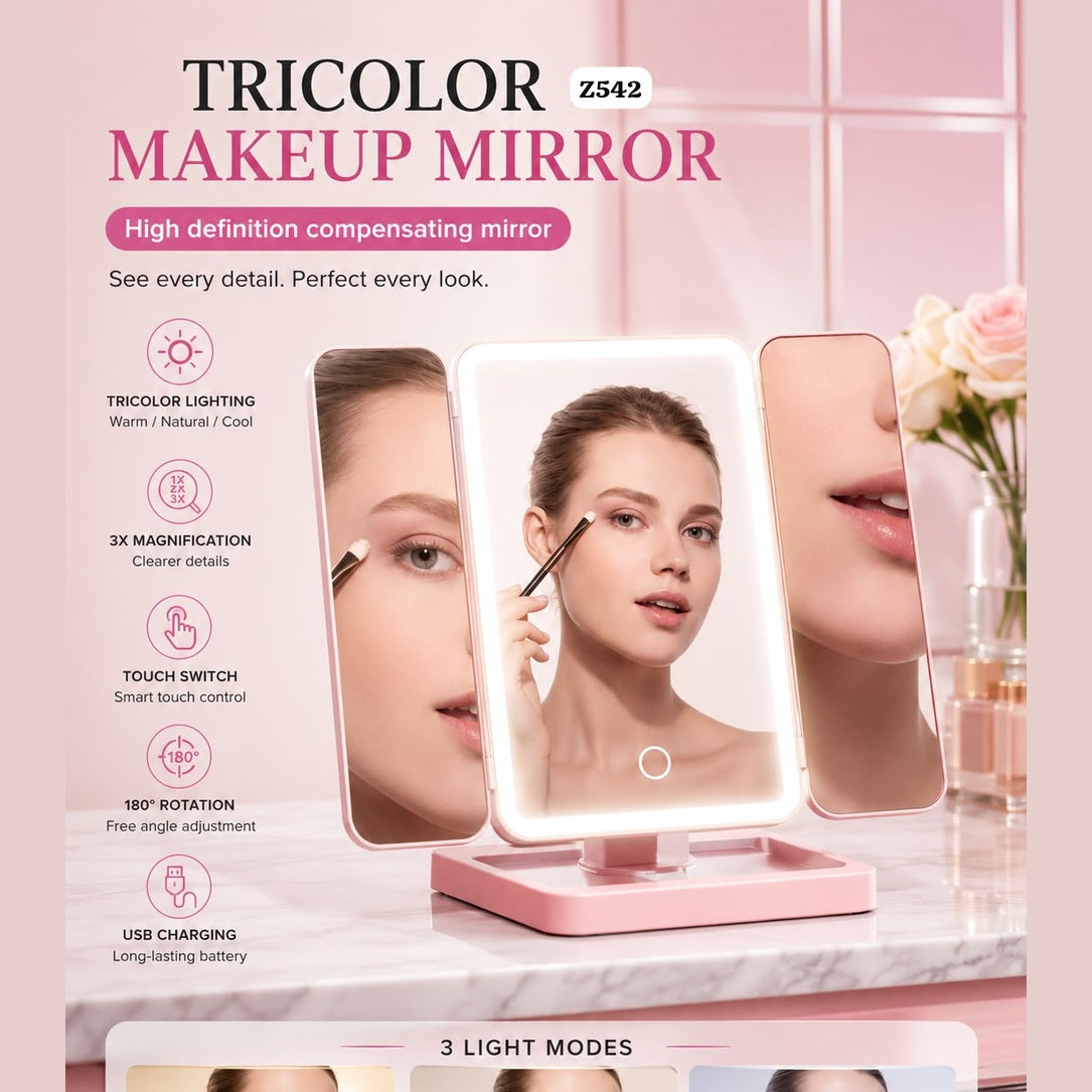 Tricolor Rechargeable Makeup Mirror