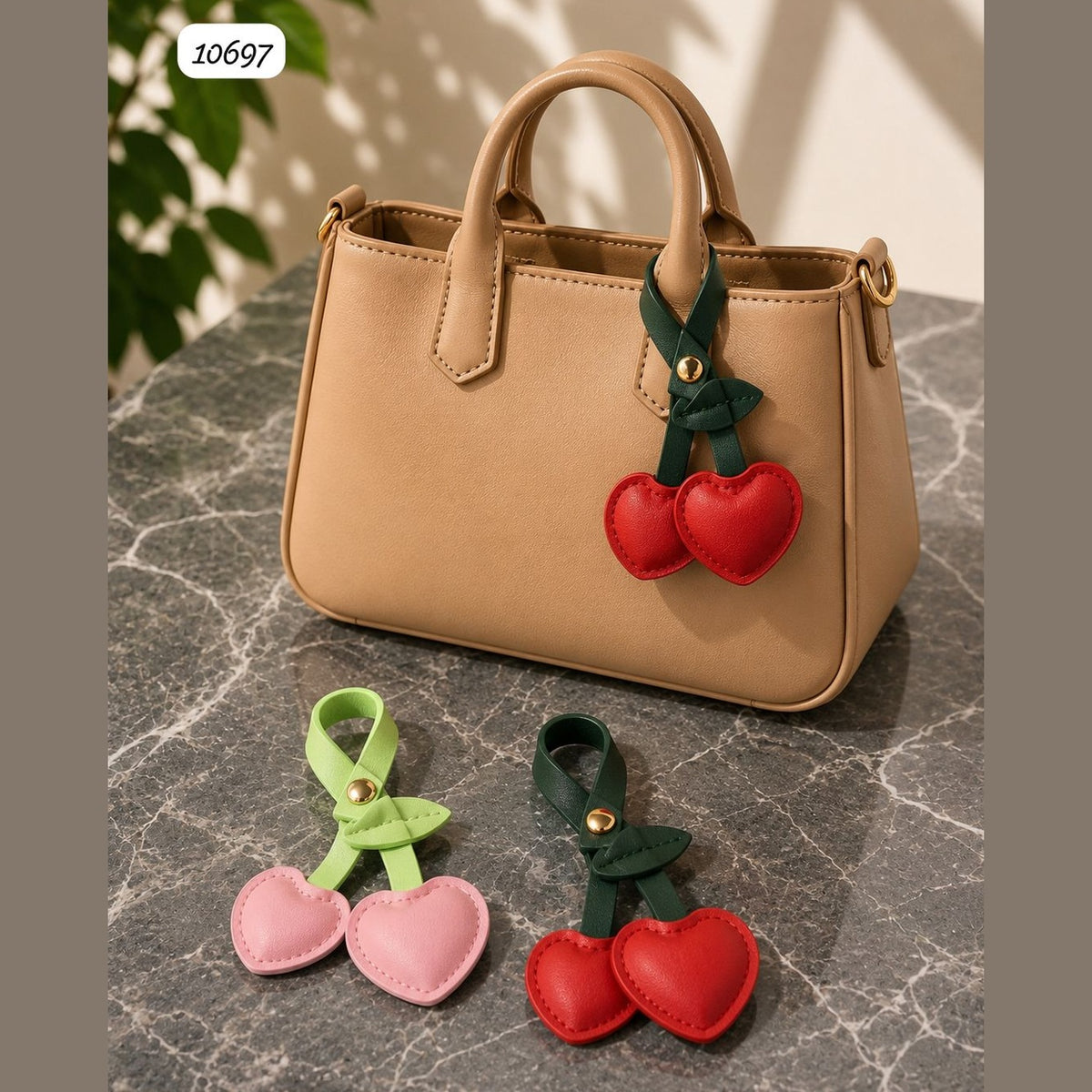 Cherry Leather Bag Charm